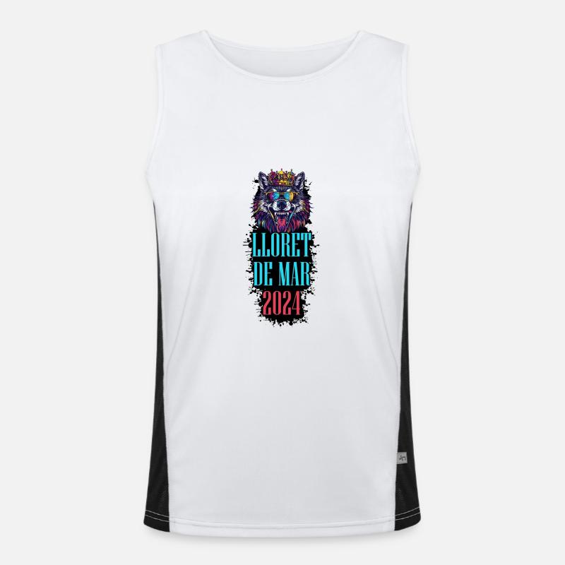 Lloret De Mar 2024 Urlaub Wolf Funktionelles Kontrast-Tank Top für Männer 