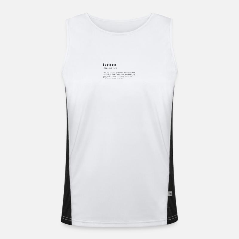 Learning - Verb - Definition - Phonetic Transcription - Men's Functional Contrast Tank Top  - white/black