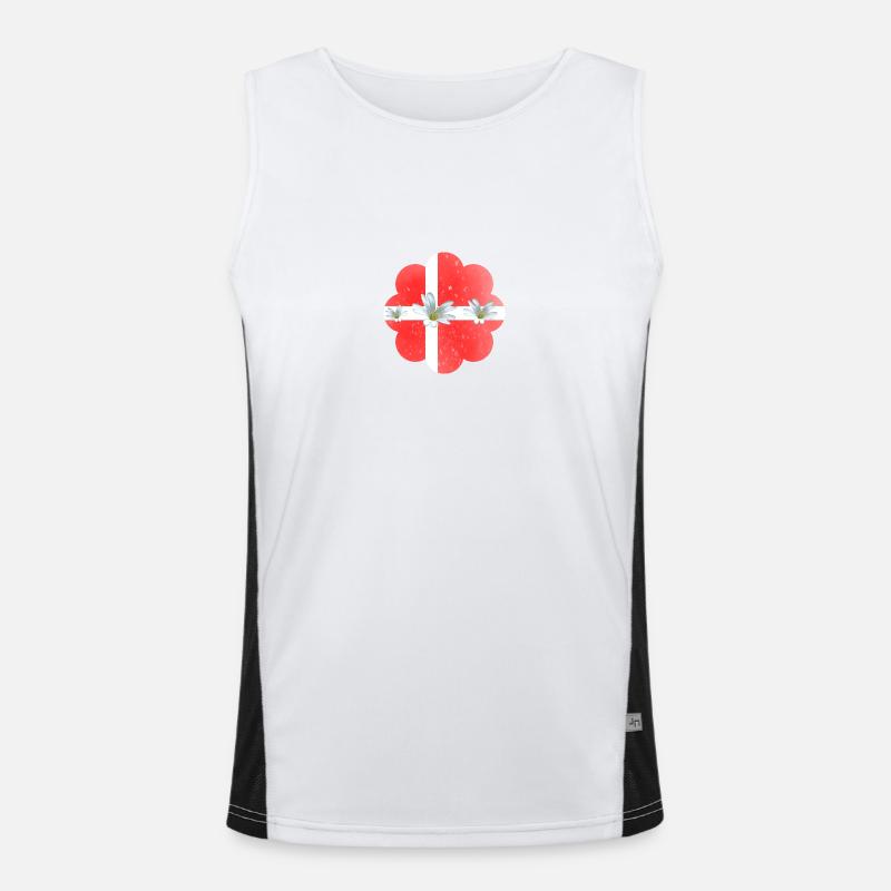 Danemark Drapeau avec des fleurs Danemark Débardeur respirant contrasté Homme 