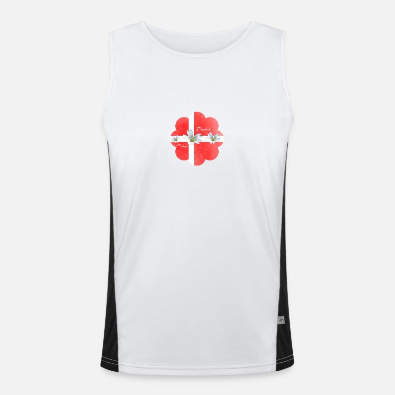 Danemark Drapeau avec des fleurs Danemark Débardeur respirant contrasté Homme 