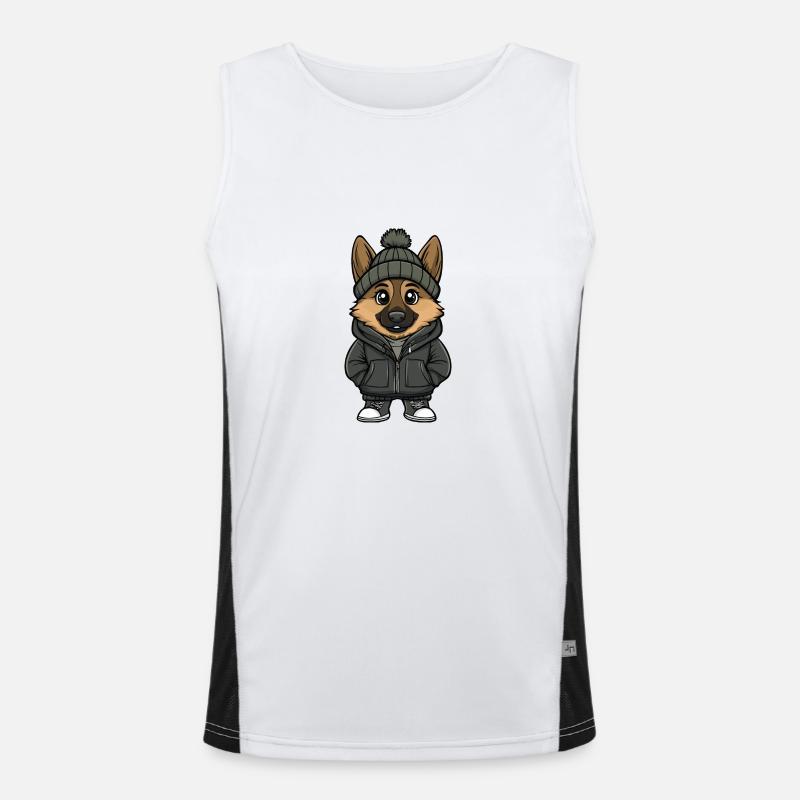 Schäferhund Hund Winter Funktionelles Kontrast-Tank Top für Männer 