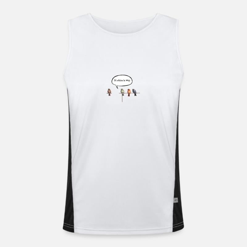Birds Funny Flying Wifi - French Men's Functional Contrast Tank Top 