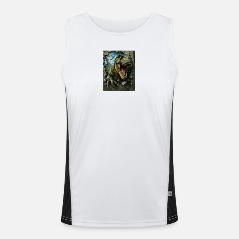 T-Rex eruption from rock face Men's Functional Contrast Tank Top 