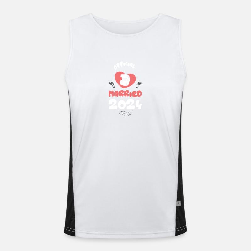 Hochzeit Married 2024 Herz Funktionelles Kontrast-Tank Top für Männer 