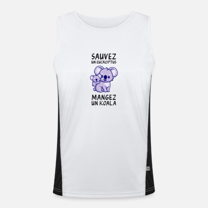 Retten Sie einen Eukalyptus, essen Sie einen Koala. Funktionelles Kontrast-Tank Top für Männer 