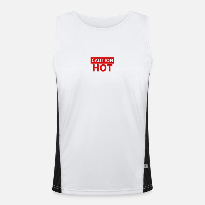 CAUTION HOT red Men's Functional Contrast Tank Top 