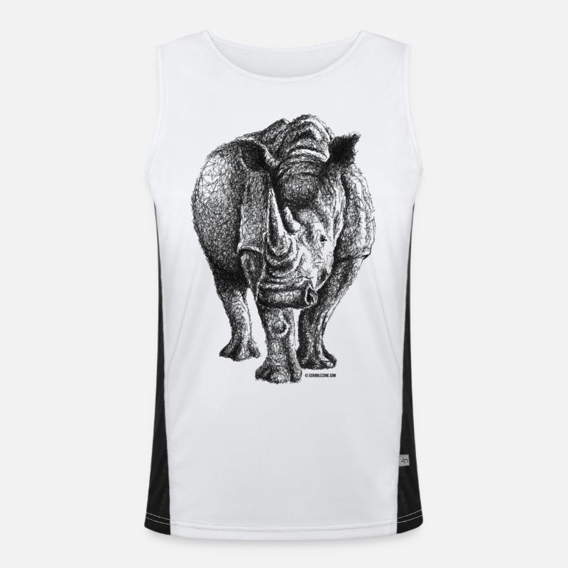 Scribbled Rhino Men's Functional Contrast Tank Top 