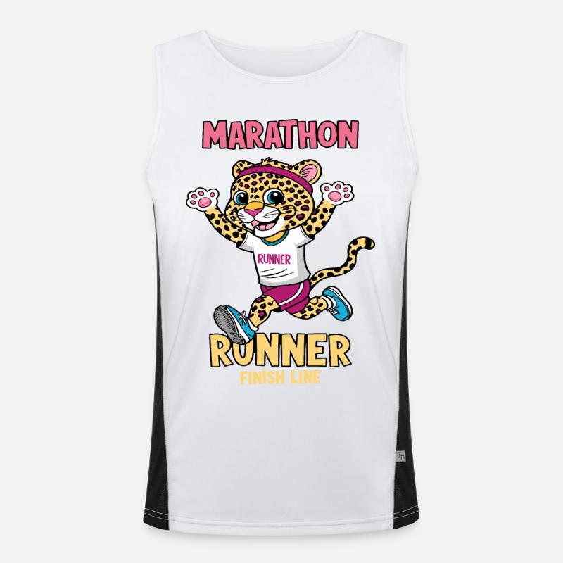 Leopard Marathon Läufer Funktionelles Kontrast-Tank Top für Männer 