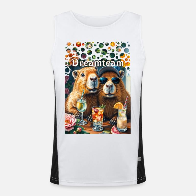 Dreamteam Capybara Couple Teamwork Freizeit Funktionelles Kontrast-Tank Top für Männer 