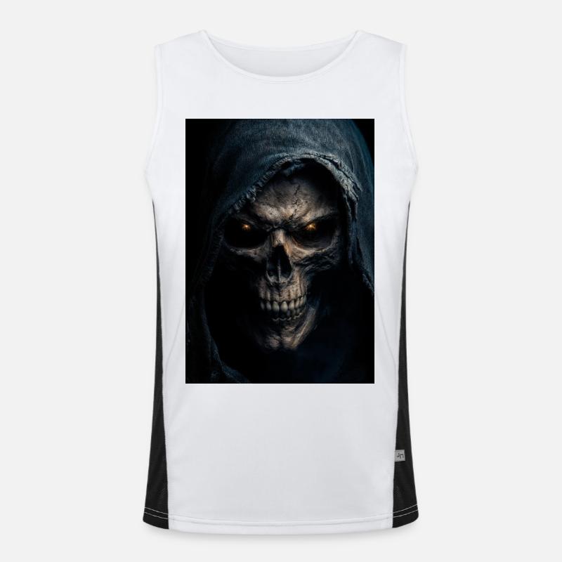 Schädel mit Kapuze Sensenmann Funktionelles Kontrast-Tank Top für Männer 