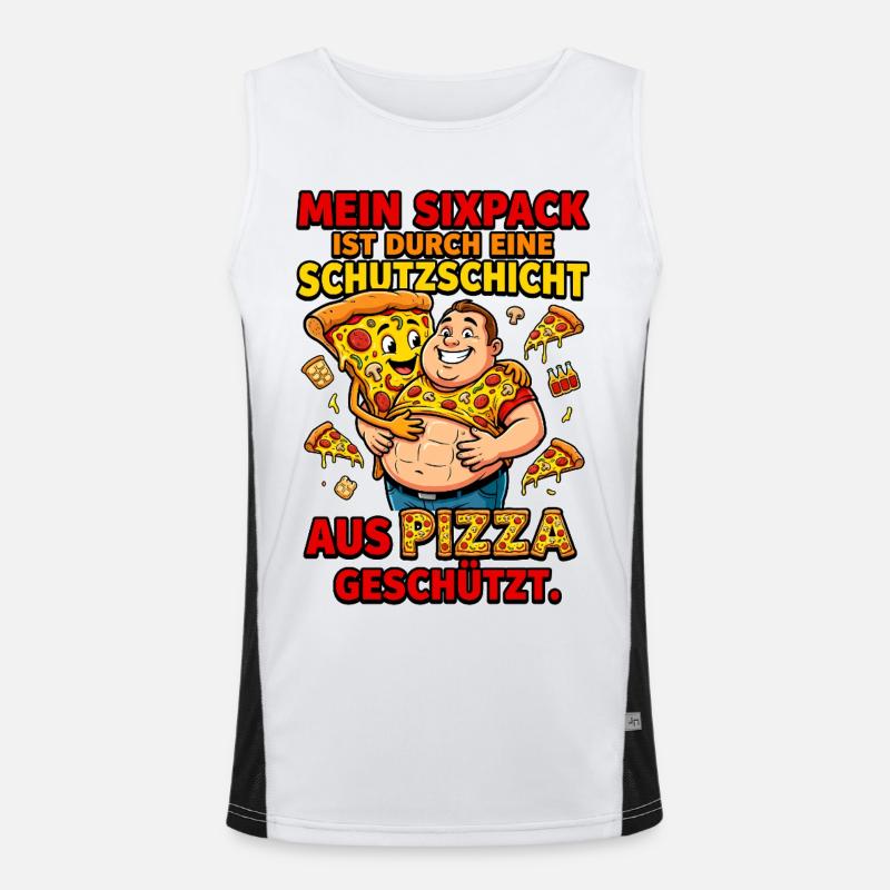 Pizza Sixpack Protective Layer Meme Men's Functional Contrast Tank Top 