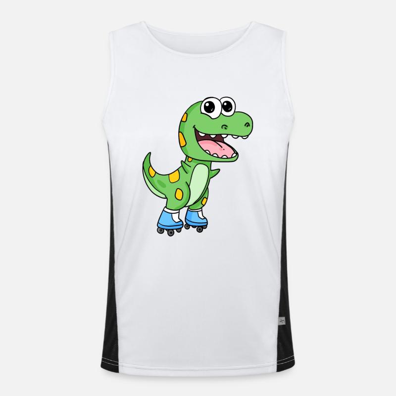 Inline Skating Rollschuhe Dinosaurier Funktionelles Kontrast-Tank Top für Männer 
