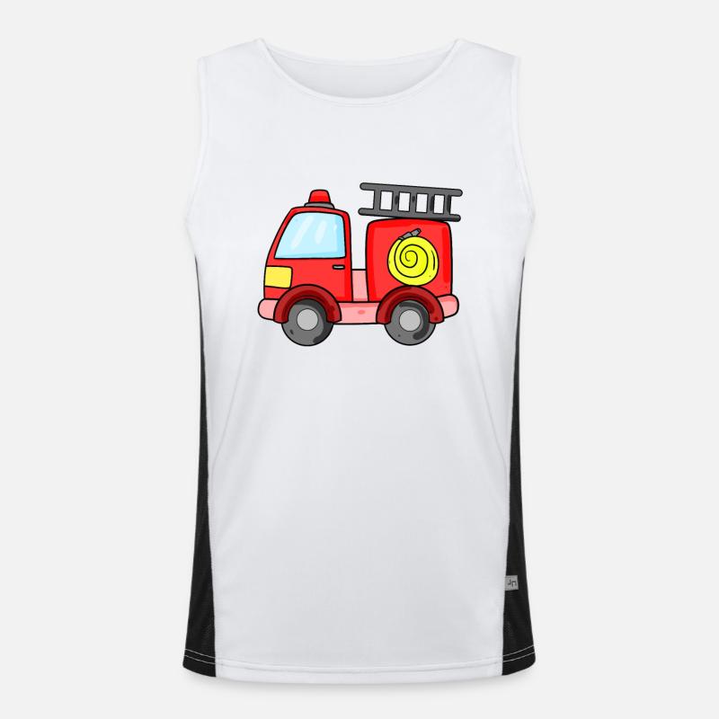 Firefighter fire fire extinguisher vehicle Men's Functional Contrast Tank Top 