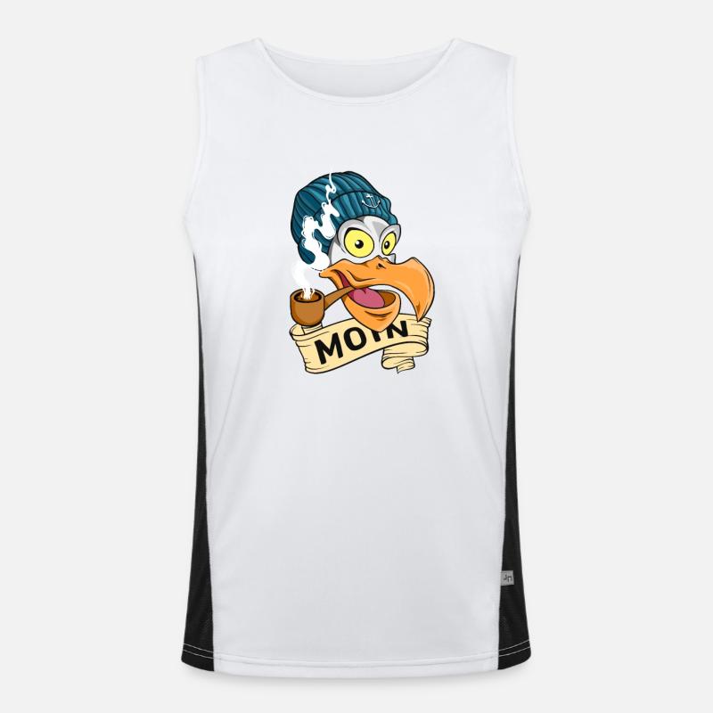 Möwe mit Pfeife und Beanie - Moin Funktionelles Kontrast-Tank Top für Männer 