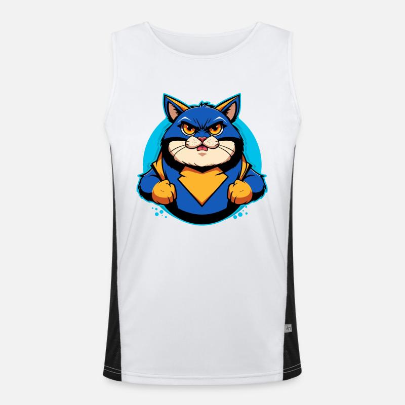 Superheld Katze Funktionelles Kontrast-Tank Top für Männer 