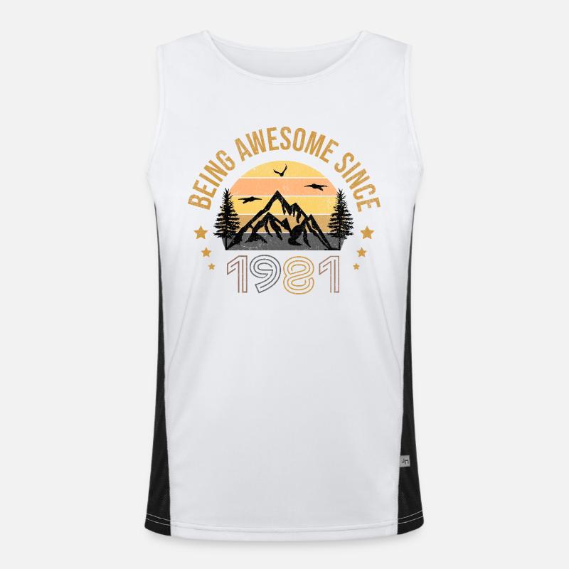 Being Awesome Since 1981 - Geschenkidee Funktionelles Kontrast-Tank Top für Männer 