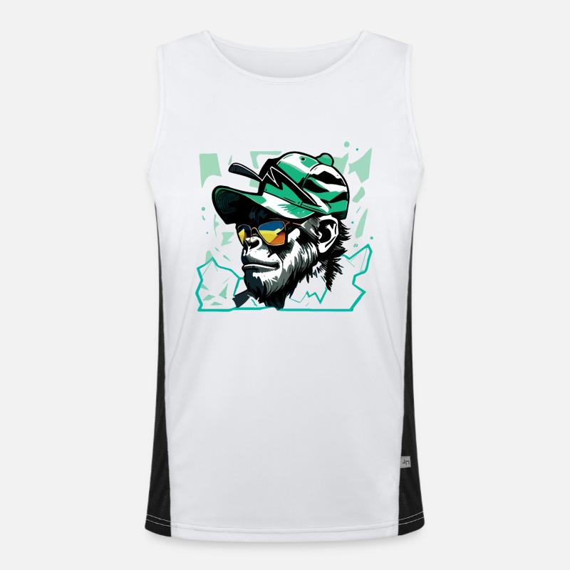 GorillArt - Men's Functional Contrast Tank Top - white/black