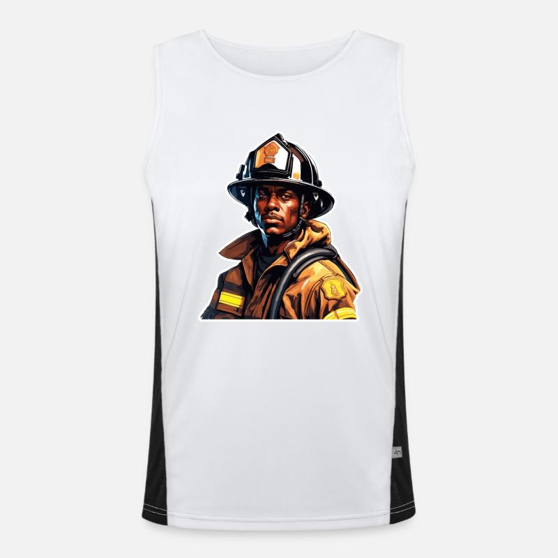 Firefighter / Fire / Fire / Extinguish / Hero - Men's Functional Contrast Tank Top  - white/black
