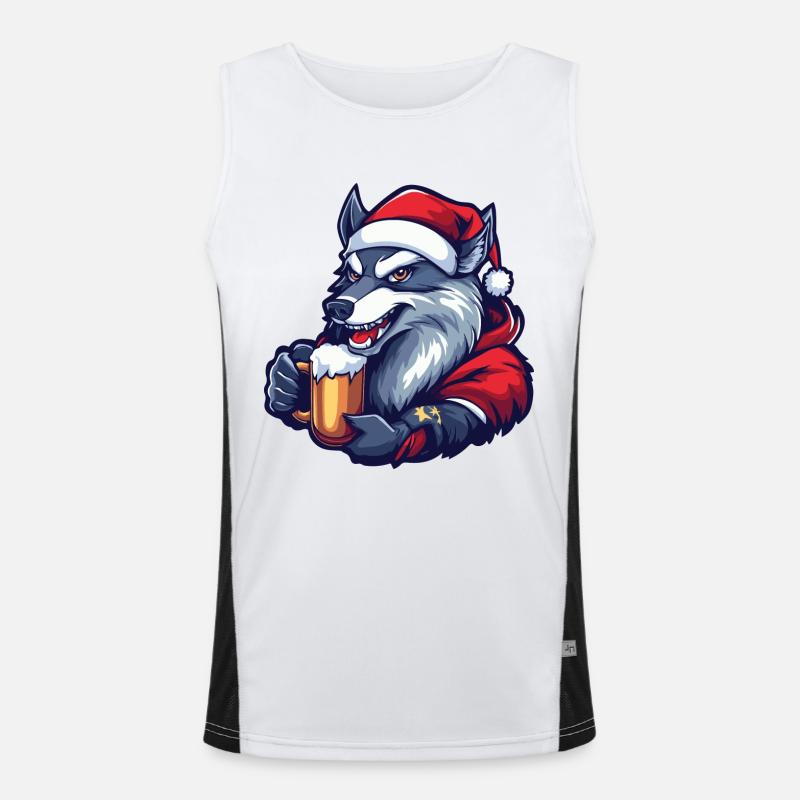 Wolf Christmas Beer Men's Functional Contrast Tank Top 