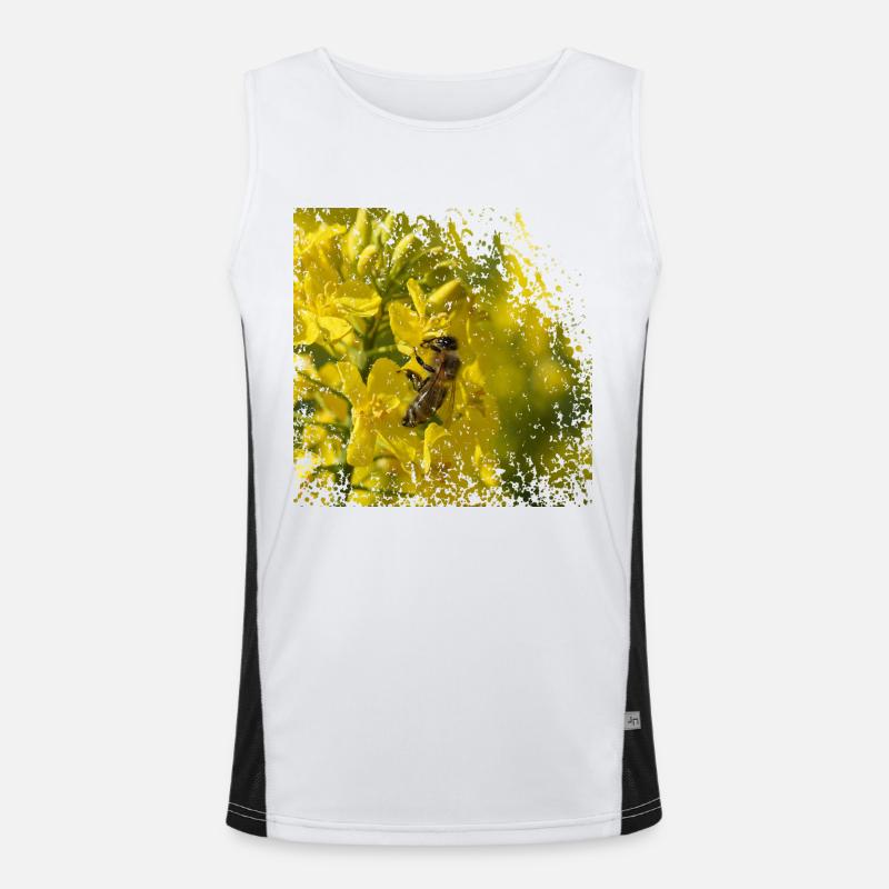 Abeille sur fleur de colza Débardeur respirant contrasté Homme 