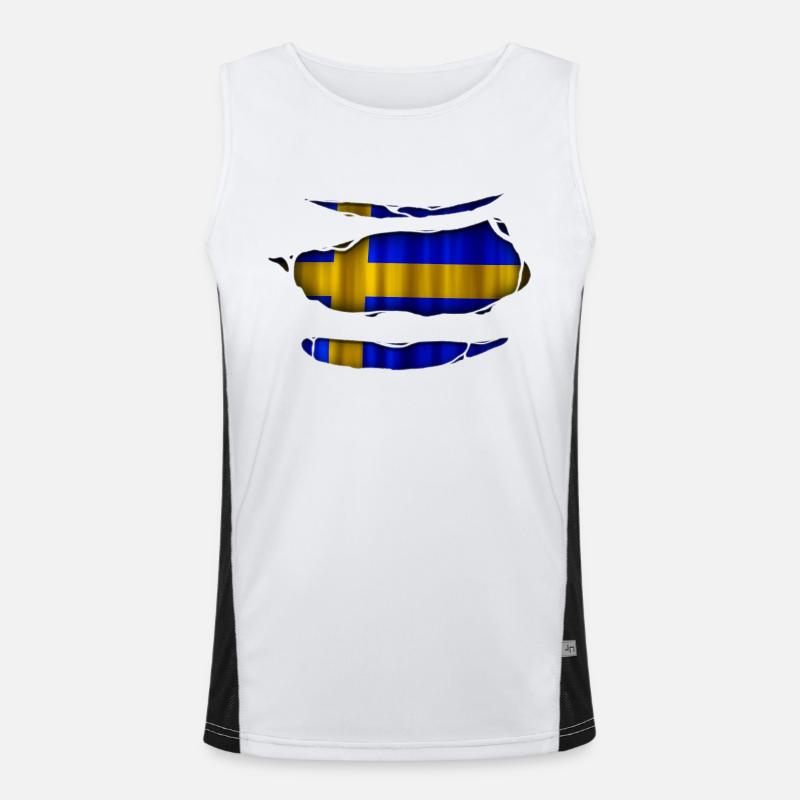 Sweden flag torn 017 Men's Functional Contrast Tank Top 