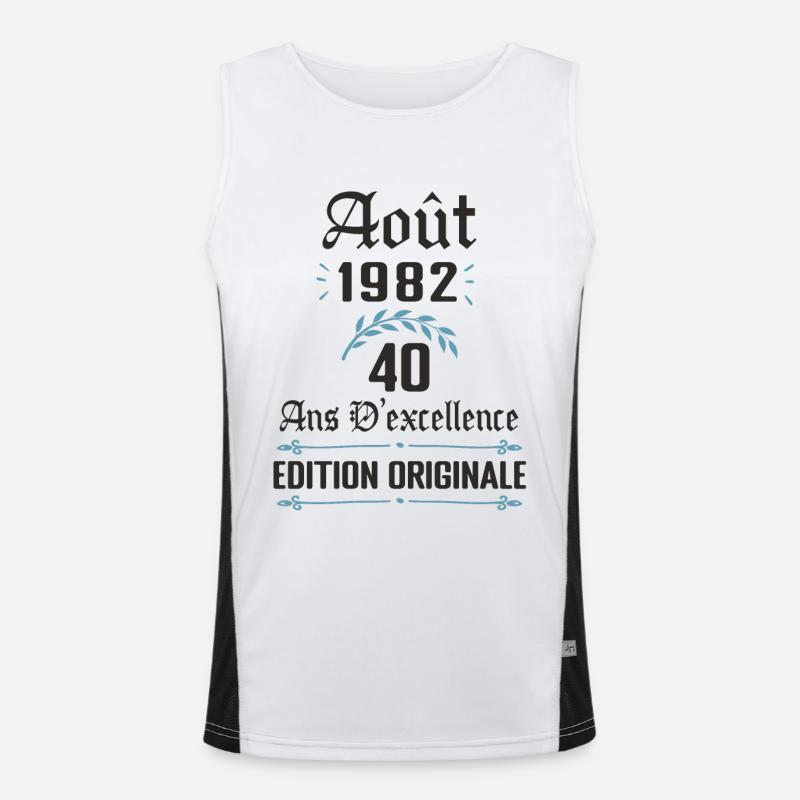 40 ans - anniversaire août 1982 Débardeur respirant contrasté Homme 