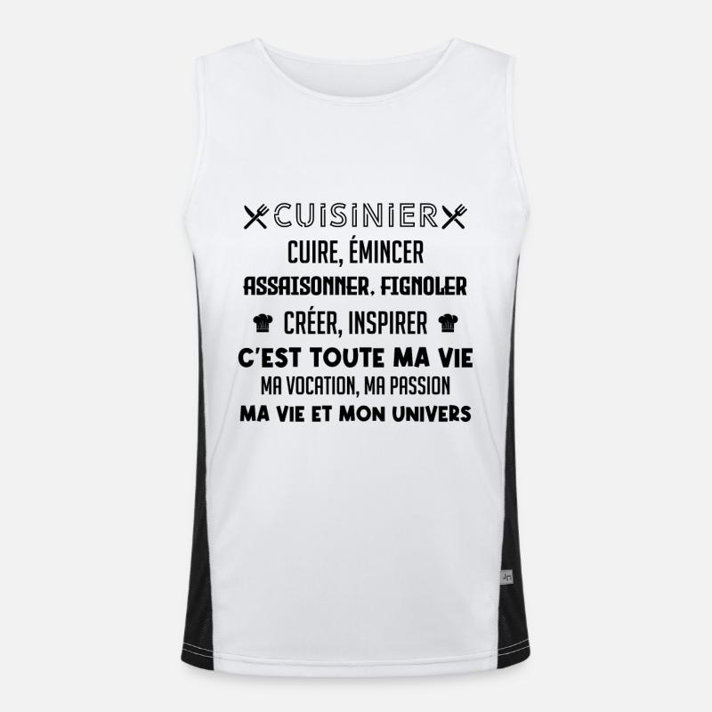 Cuisinier ma vocation, ma vie, mon univers Débardeur respirant contrasté Homme 