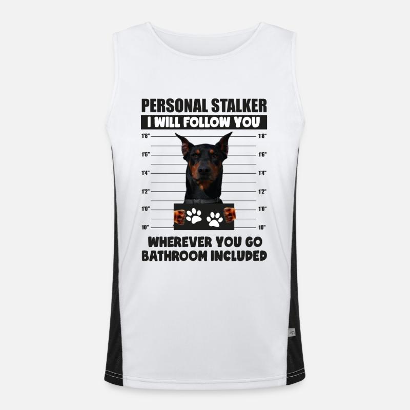 Persönlicher Stalker-Hund, Dobermann, deutscher Pinscher Funktionelles Kontrast-Tank Top für Männer 