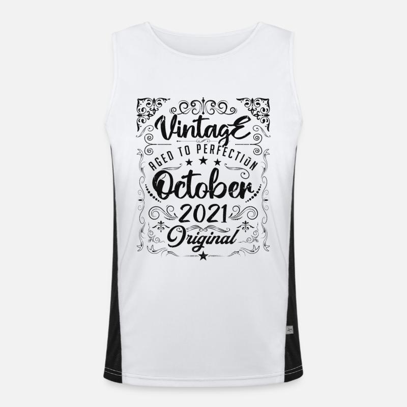 Vintage BORN IN OCTOBER 2021- anniversary gift. Débardeur respirant contrasté Homme 