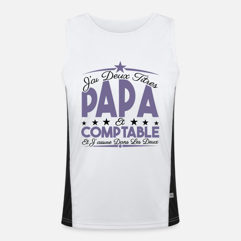 J'ai deux titres Papa et Comptable, Cadeau Papa. Débardeur respirant contrasté Homme 