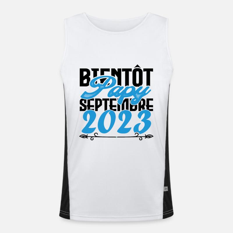 Annonce grossesse. bientôt Papy Septembre 2023. Débardeur respirant contrasté Homme 