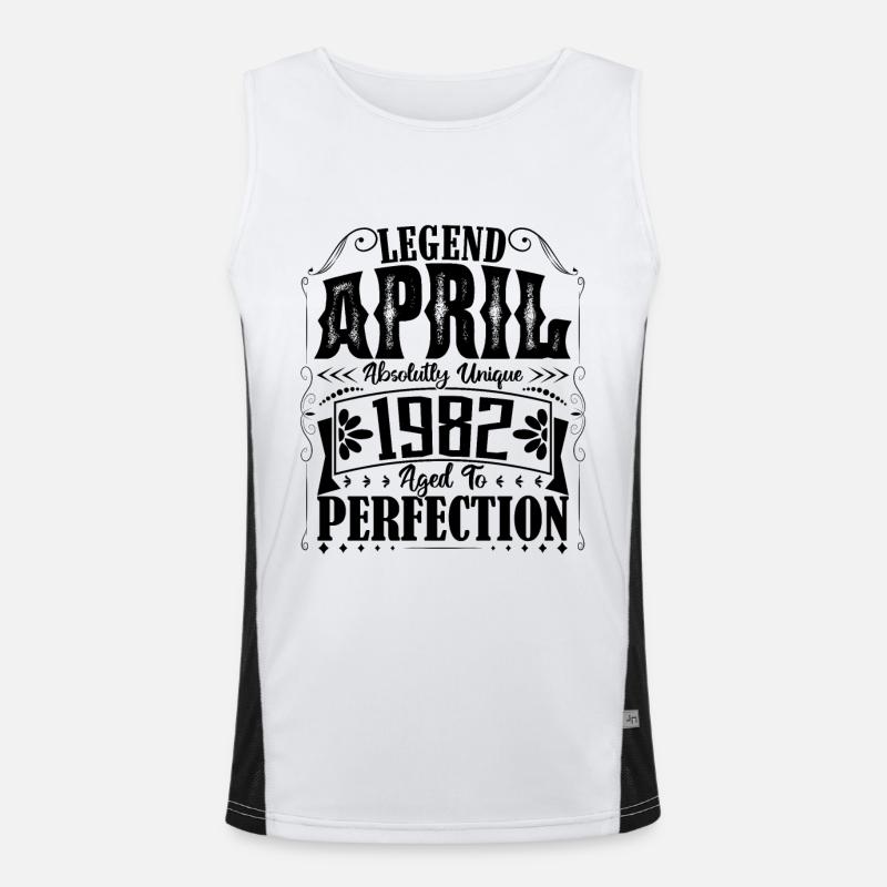April 1982. Jahrestag April 1982. Geschenk 1982. Funktionelles Kontrast-Tank Top für Männer 