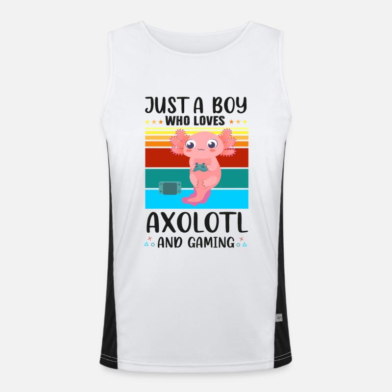 Nur ein Junge, der Axolotl Und Lustiges Geschenk Spielt Funktionelles Kontrast-Tank Top für Männer 