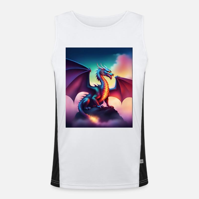 Drache auf einer Klippe Funktionelles Kontrast-Tank Top für Männer 