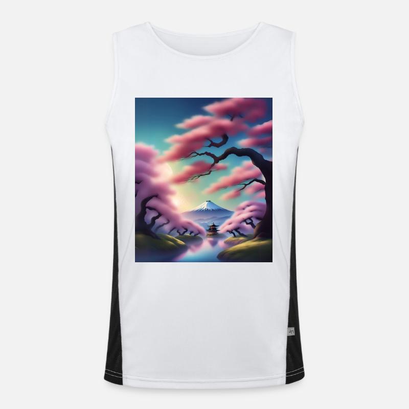 Fuji-Berg in Japan Funktionelles Kontrast-Tank Top für Männer 