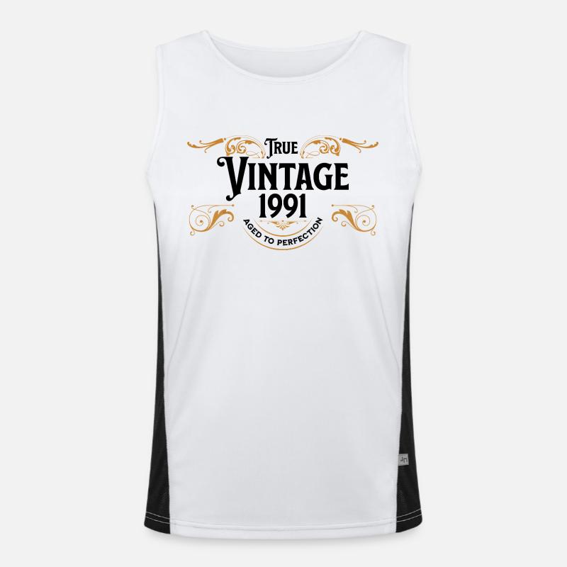 True Vintage 1991 Aged to Perfection Geschenkidee Funktionelles Kontrast-Tank Top für Männer 