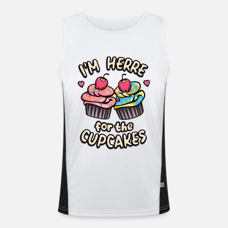 Ich bin wegen der Cupcakes hier Funktionelles Kontrast-Tank Top für Männer 