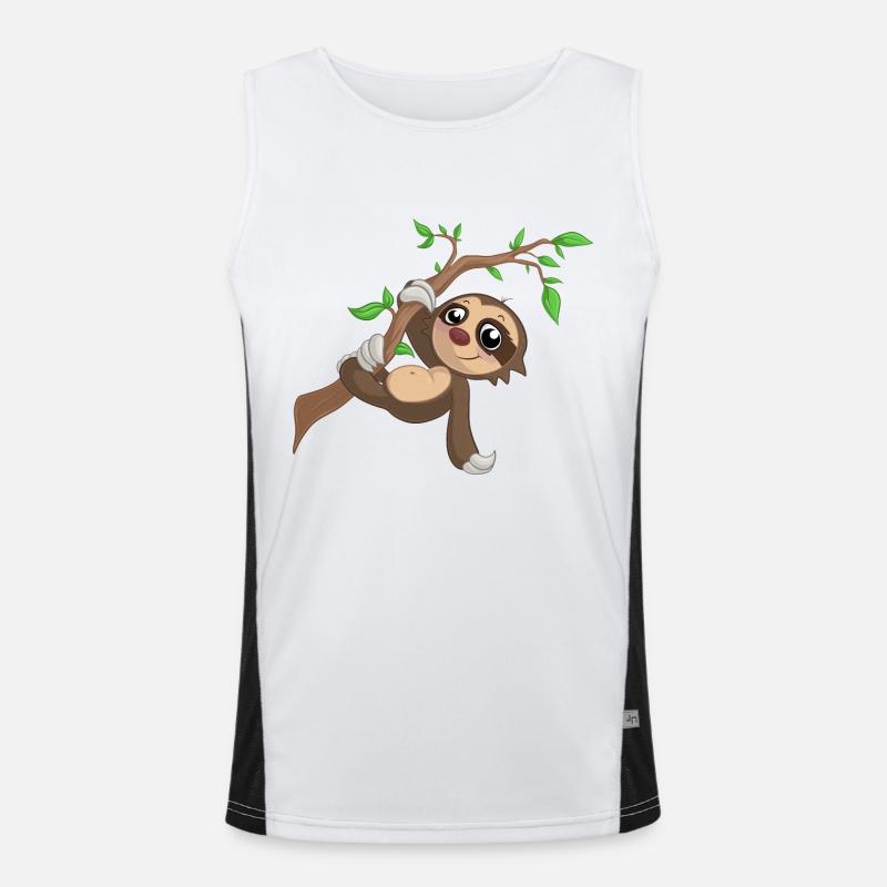 Hängendes Comic Faultier Funktionelles Kontrast-Tank Top für Männer 
