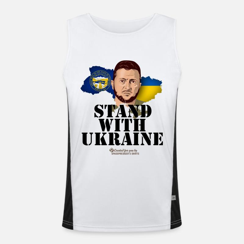 Nebraska Ukraine Flags Men's Functional Contrast Tank Top 