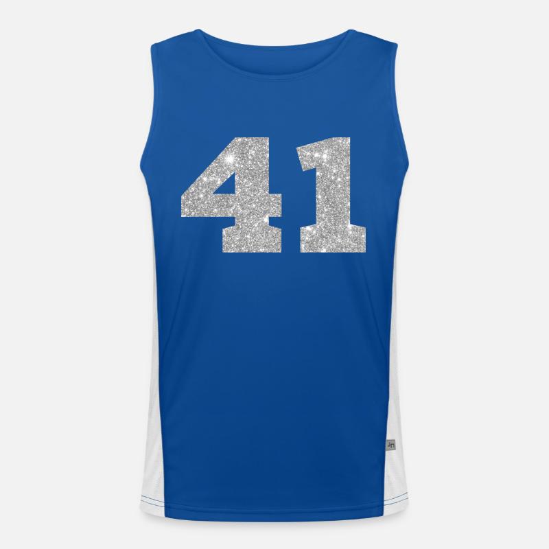 Nummer 41 Silberner Glitzer - 41. Jubiläum Funktionelles Kontrast-Tank Top für Männer 