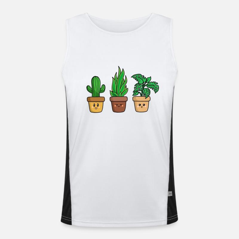 three cute plants - Men's Functional Contrast Tank Top  - white/black