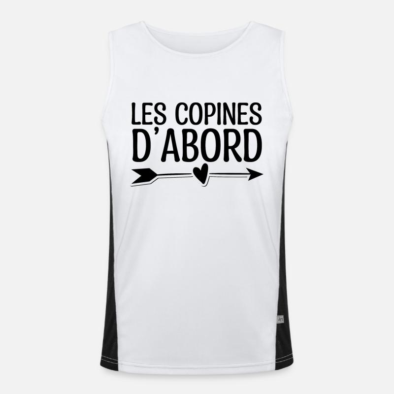 Les copines d'abord. Cadeau copine. super copine. Débardeur respirant contrasté Homme 