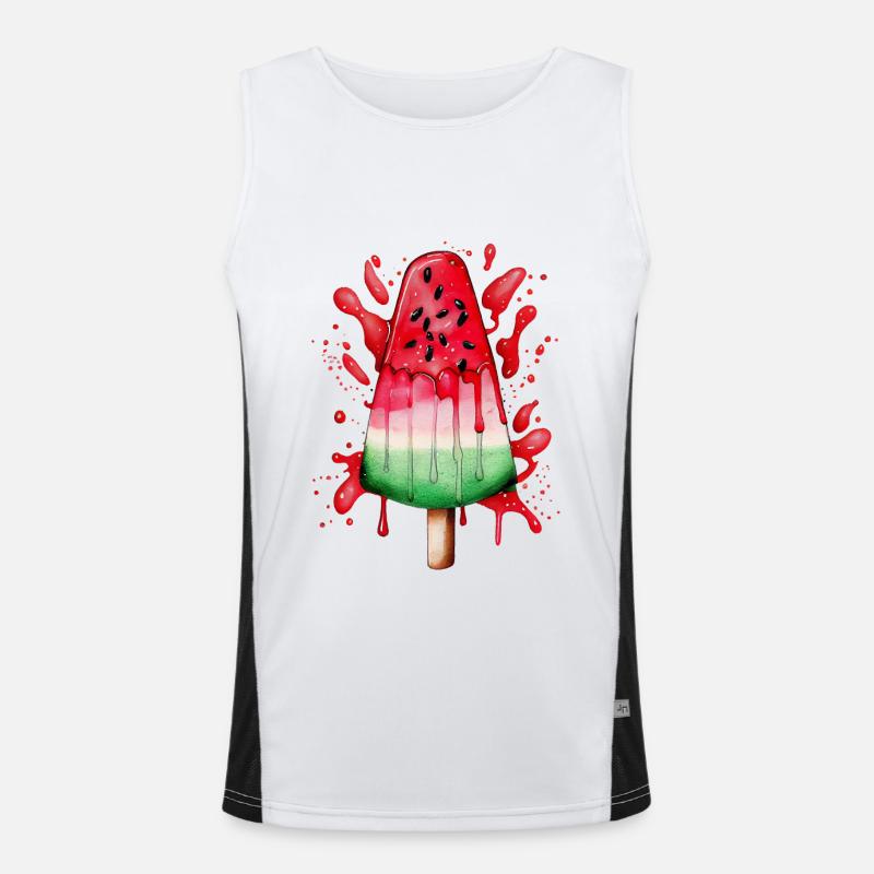 Watermelon Ice Wassermelone Eis Funktionelles Kontrast-Tank Top für Männer 