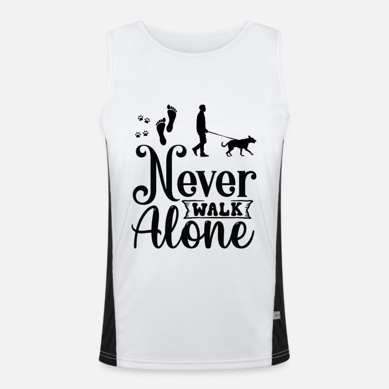 Never walk alone walking with Dog Funktionelles Kontrast-Tank Top für Männer 