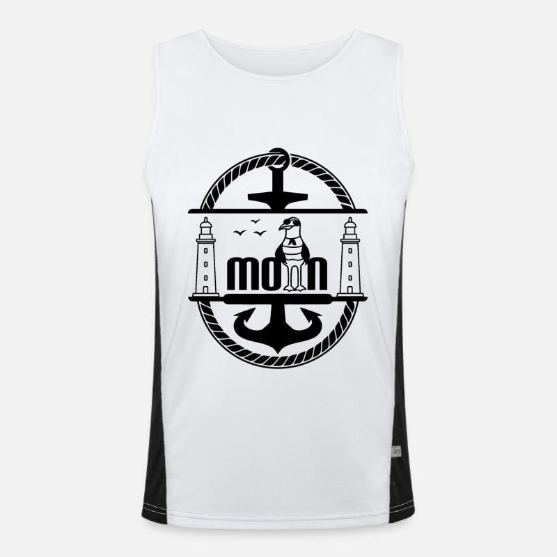 Schiff Anker mit Möwe und Leuchtturm Moin Funktionelles Kontrast-Tank Top für Männer 