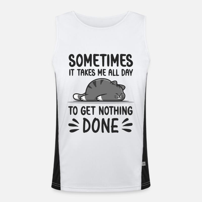Doing nothing lazy Cat sleeping funny Cats Katzen Funktionelles Kontrast-Tank Top für Männer 