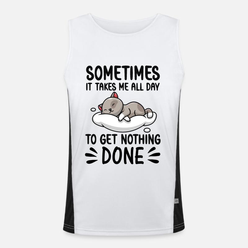 Doing nothing lazy Cat sleeping funny Cats Katzen Funktionelles Kontrast-Tank Top für Männer 