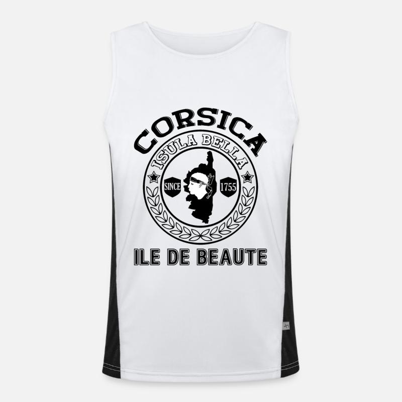 Corsica Ile de Beaute Isula Bella Island Corsica Men's Functional Contrast Tank Top 