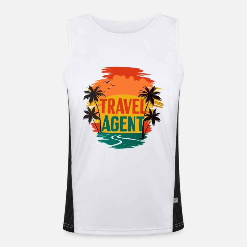 Agent de voyage Plage de mer d’été avec palmiers Débardeur respirant contrasté Homme 
