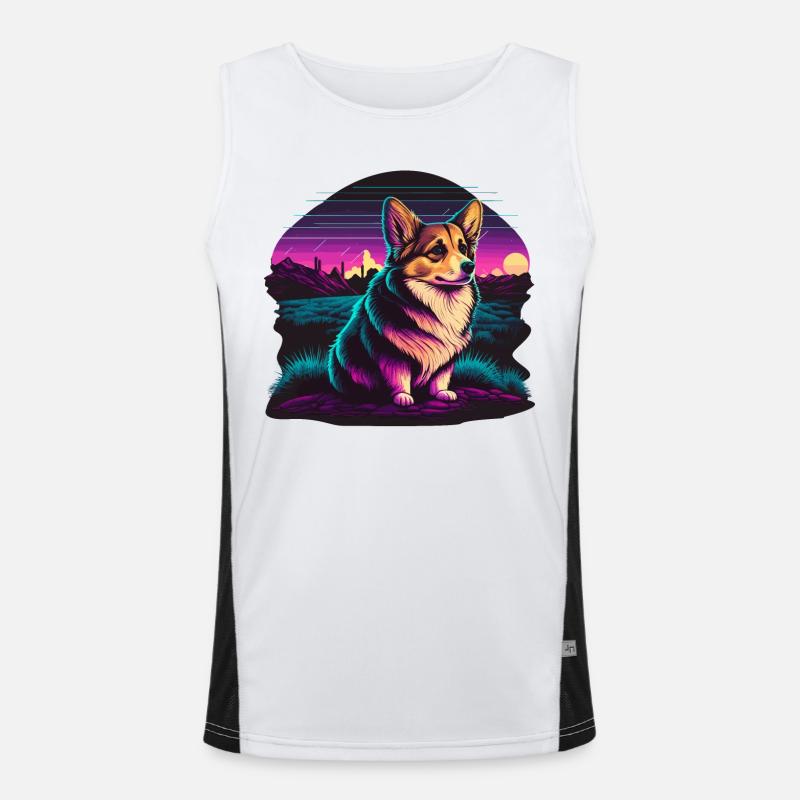 Friedlicher Corgi im Freien Funktionelles Kontrast-Tank Top für Männer 